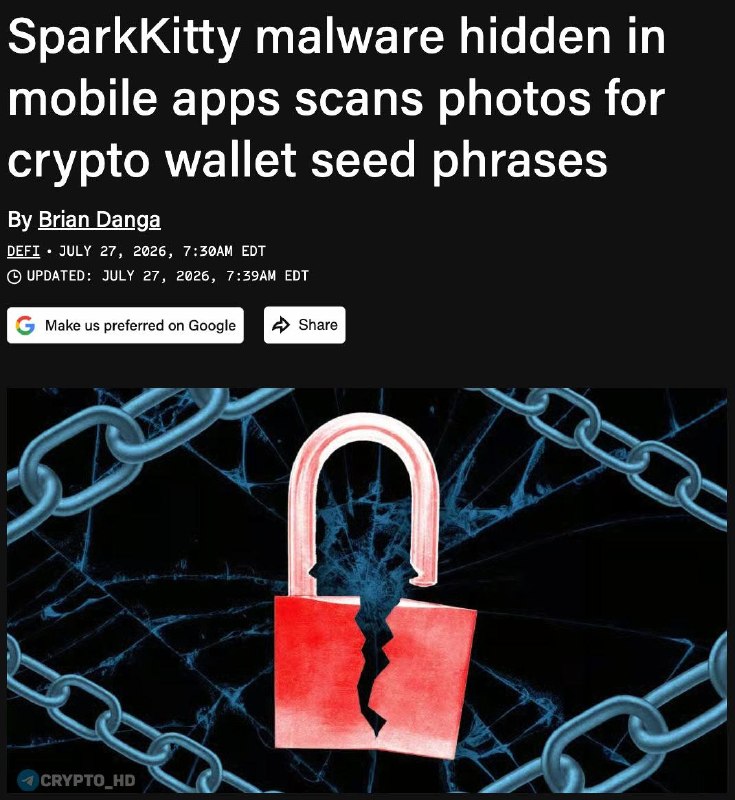 SparkKitty Malware Steals Seed Phrases: Protect Your Crypto!
